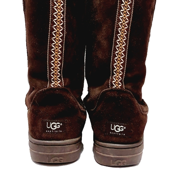 UGGS Womens Ultimate Tall Braided Twin Face Suede Sherpa Lining Boots Size 9 - Picture 6 of 8